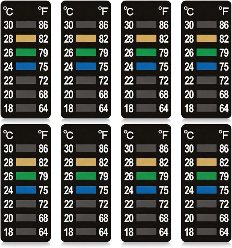 Cabilock 8pcs Stick On Thermometer Strip, Horizontal Thermometer Stickers Adhesive Thermometer Strip Digital