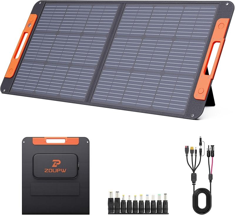 ZOUPW 100W Portable Solar Panel with Solar Angle Guide,23.5% Efficiency Foldable Solar Charger for Jackery 300/Ecoflow