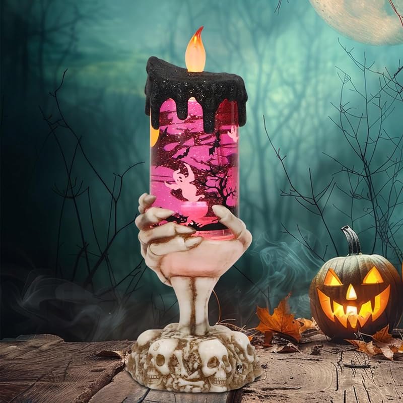 Ghost Halloween Flameless Candle Snow Globe with 6 Hour Timer — snow desk holder for snow desk holder