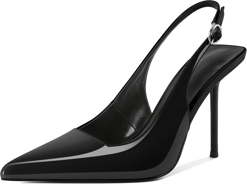 Slingback Heels for Women Pointed Toe Slip On Stilettos High Heel Pumps Shoes 4 Inches