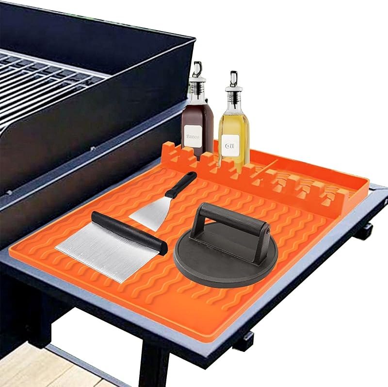 Silicone Griddle Tools Mat for Blackstone Accessories,Silicone Grill Mat with Drip Pad,Heat Resistant Spatula Mat for