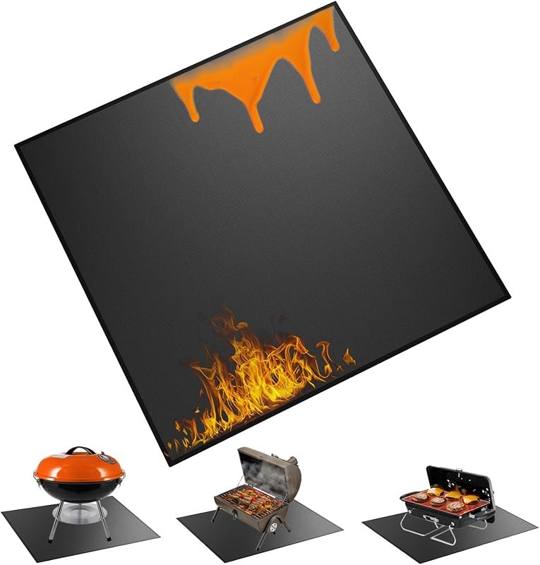 29×29 inch Heavy Duty Large Under Grill Mats for Outdoor Grill, Double-Sided Fireproof, Waterproof, Oil Proof Deck and