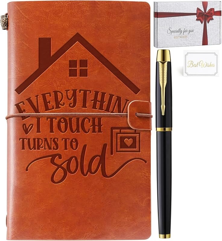 Realtor Gifts for Women, Everything I Touch Turns to Sold Leather Journal Notebook, Closing Gifts for Realtors, Thank