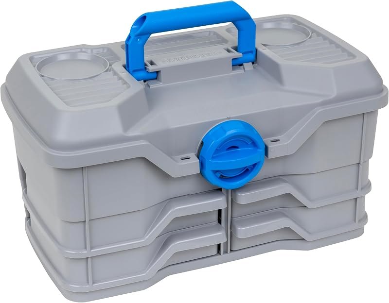 Flambeau Outdoors NextGen 4/0 Tackle Box, 4 Pivot Trays, 25-Piece Kit, Gray — Tackle that does not rust in the tra for
