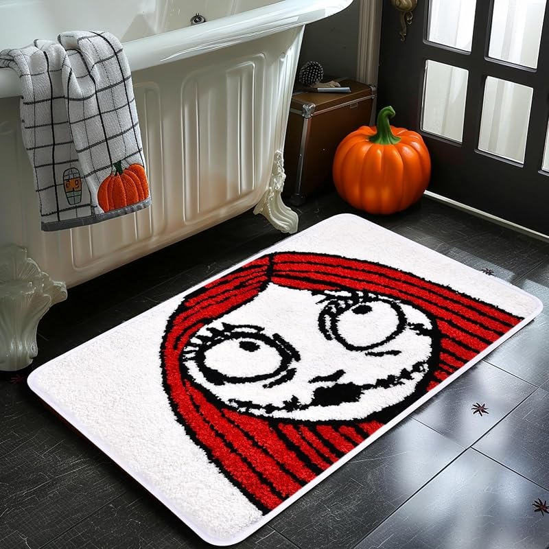 Halloween Decorations Nightmare Christmas Bathroom Rugs Sally Bath Mat Non-Slip Absorbent Spooky Bath Rugs for Indoor