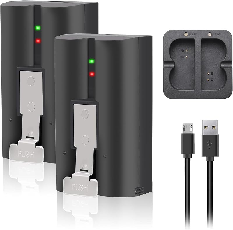 2-Pack 6040mAh Replacement Battery with Charger Station for Ring-Video Doorbell 1/2/3/3 Plus/4, Spotlight Camera and