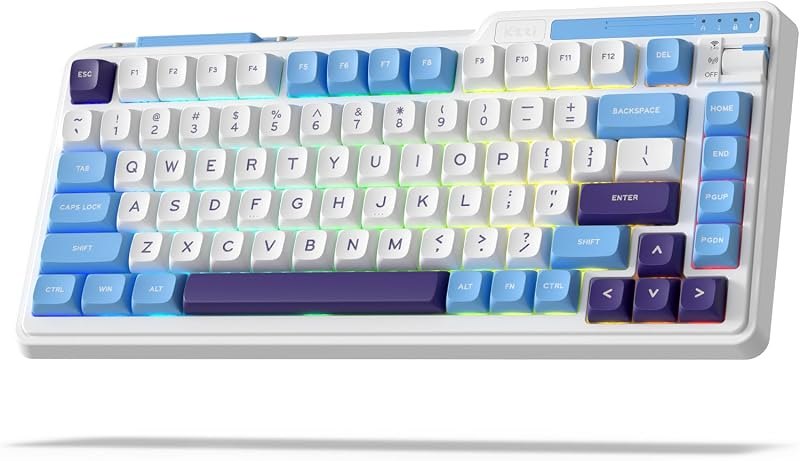 KZZI K75 Lite Wireless Mechanical Keyboard, 75% Gasket Mount RGB Gaming Keyboard w/ 3-Mode Knob BT 5.0/2.4G/USB-C