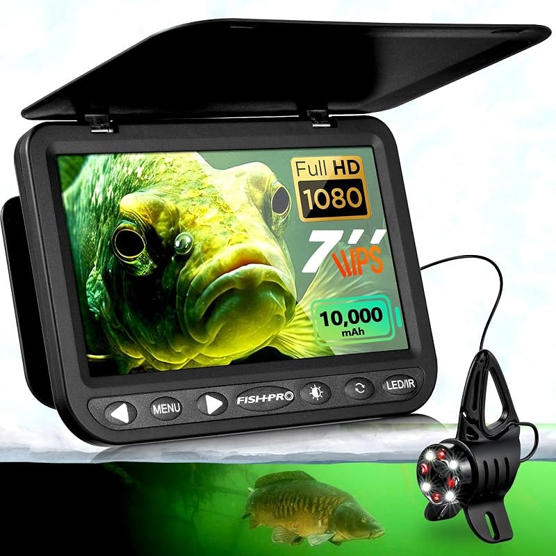 [FishPRO® 2026 Upgrade] NO.1 HD 1080P Underwater Fishing Camera 7'' IPS- w/10,000mAh (Ease to Use) N/DVR Ice Fishing