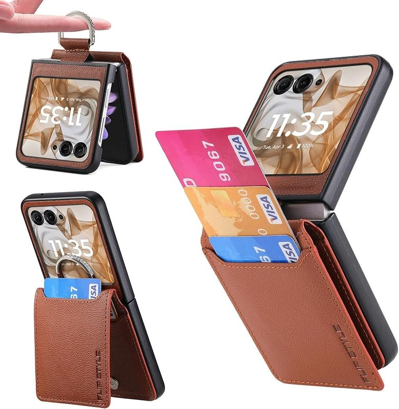 Asuwish Compatible with Motorola Razr 2024 Case [Not fit Razr Plus 2024], Card Slot Holder Slim Ring Stand Magnetic