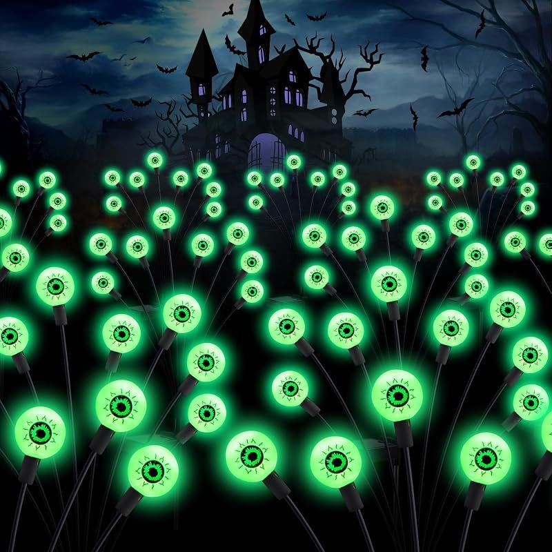 Halloween Decorations Outdoor Solar Scary Eyeball Lights,4Pack 32LEDs — halloween pathway lights amazon for halloween
