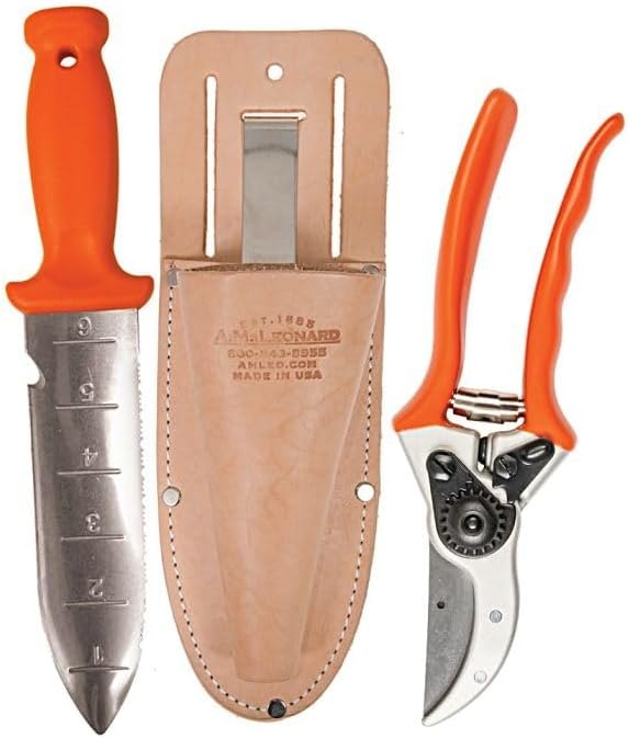 A.M. Leonard Favorite Garden Tools Gift Set in a Tubtrug - Deluxe Soil Knife, Bypass Pruners, Trowel, Weeder, Gloves —