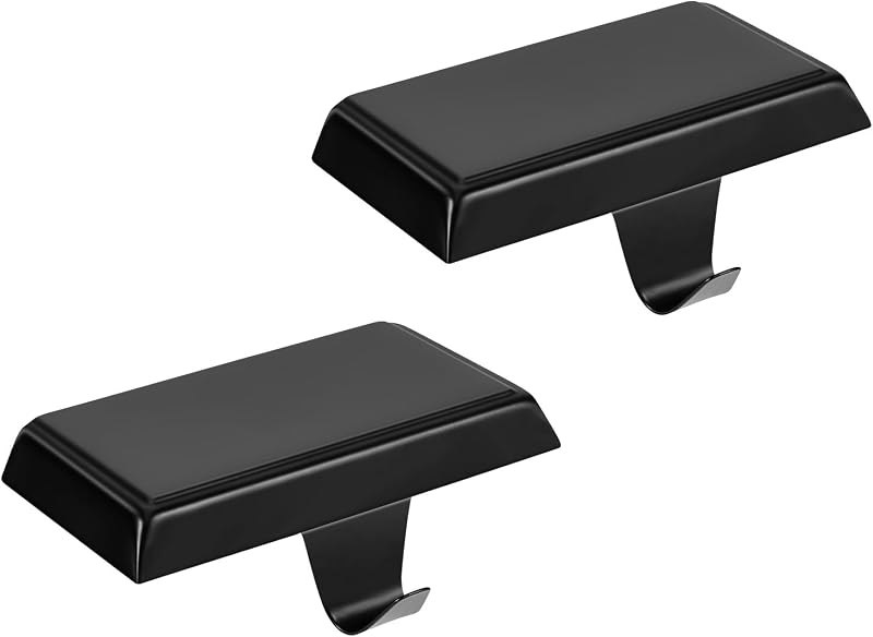 Christmas Stocking Holder Bases for Mantle, Anti-Slip Black Christmas Stocking Hangers Set of 2, Metal Stocking