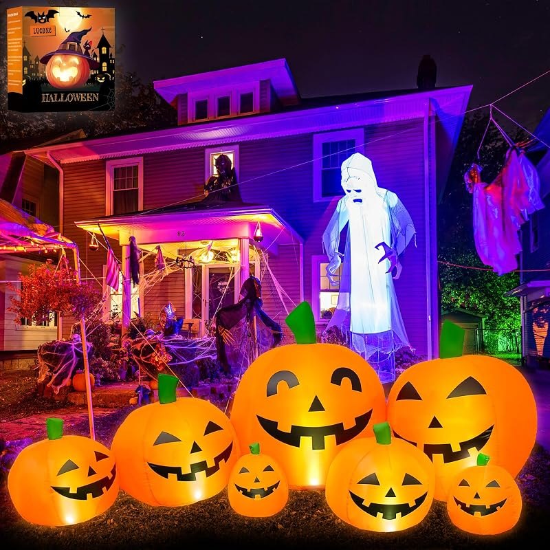 Halloween Decorations Outdoor 7.5 Ft Inflatables Pumpkins with LED Lights — outdoor halloween inflatable for outdoor
