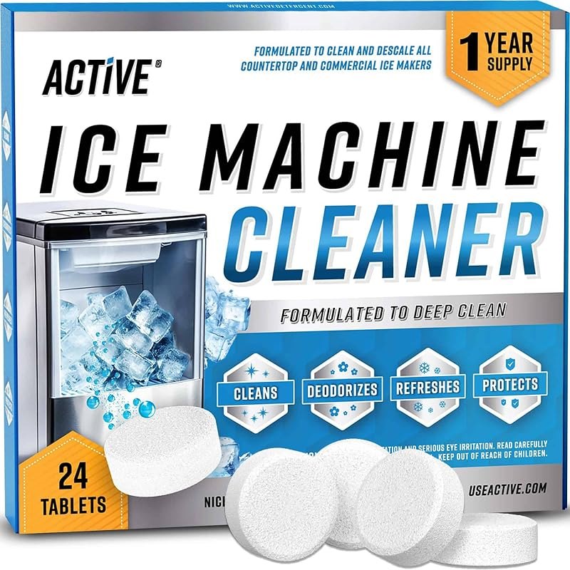 ACTIVE Ice Machine Cleaner Maker Descaler - 24 Clean Tablets Compatible with Frigidaire, Opal, GE Profile, Kitchenaid