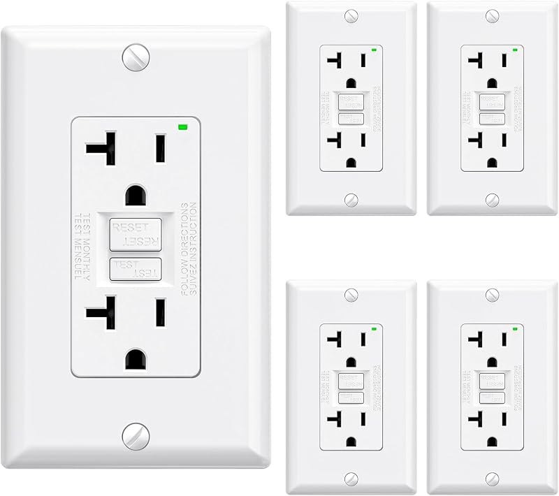 ELEGRP GFCI Outlet 20 Amp, Self-Test GFI Electrical Outlet with Narrow Design, GFCI Receptacle with LED Indicator, UL
