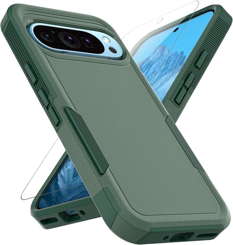 for Google Pixel 9 / Pixel 9 Pro Case: Dual Layer Protective Heavy Duty Cell Phone Cover Shockproof Rugged with Screen