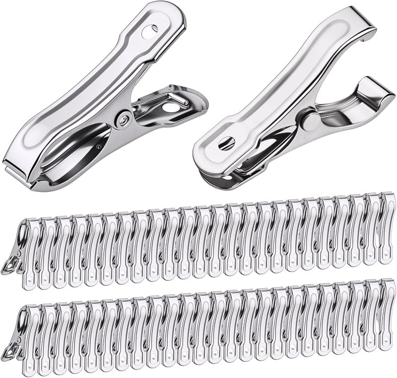 50 PCS Garden Clips, Greenhouse Clamps, Stainless Steel Greenhouse Clips for Netting, Heavy Duty Row Cover Clips with