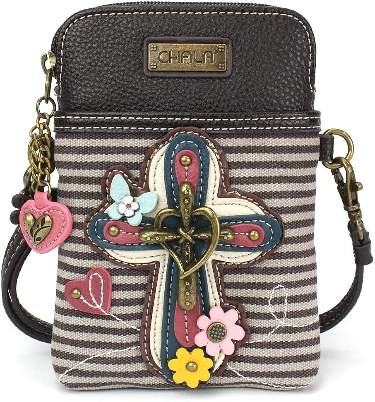 Cell Phone Crossbody Purse-Women PU Leather/Canvas Multicolor Handbag with Adjustable Strap — mini crossbody bag for
