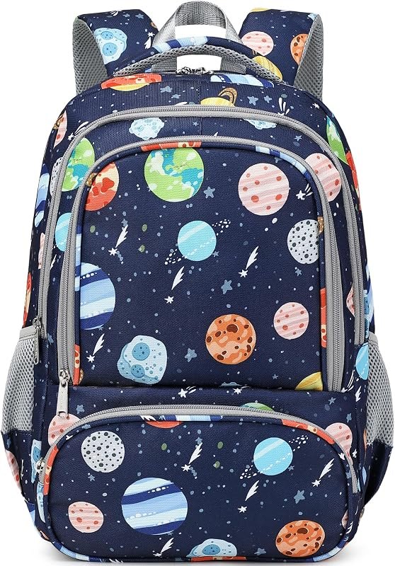 Lightweight Elementary School Backpack For Boy Kindergarten Boys Bookbag Solar System Kids School Bags (Space Planet)
