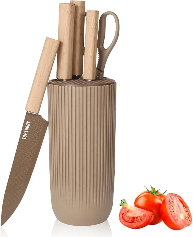 Knife Set, Wiztoynia 6-Piece Coffee Kitchen Knife Set for Home, Anti-Rust Non-stick Stainless Steel Sharp Chef Knife