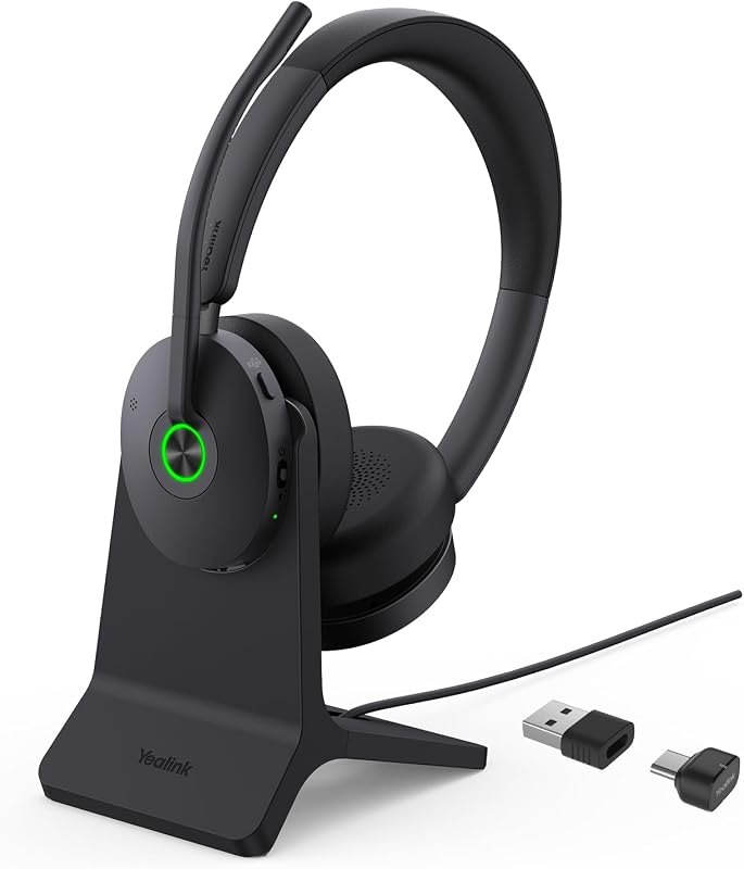 Yealink BH74 with Stand ANC Wireless Headset with Microphone for PC, Bluetooth Headset Noise Cancelling with 6 AI Mic