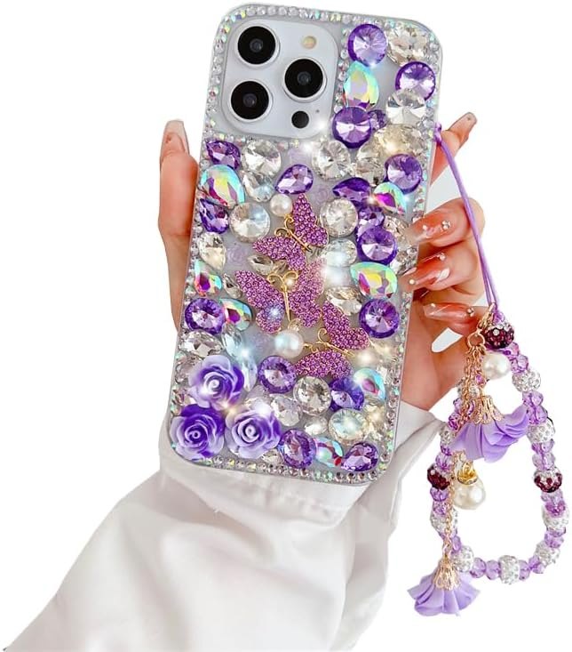 for Samsung Galaxy Z Fold 6 Diamond Case Luxury for Women Girls Design Handmade Glitter Bling Rhinestone 3D Butterfly