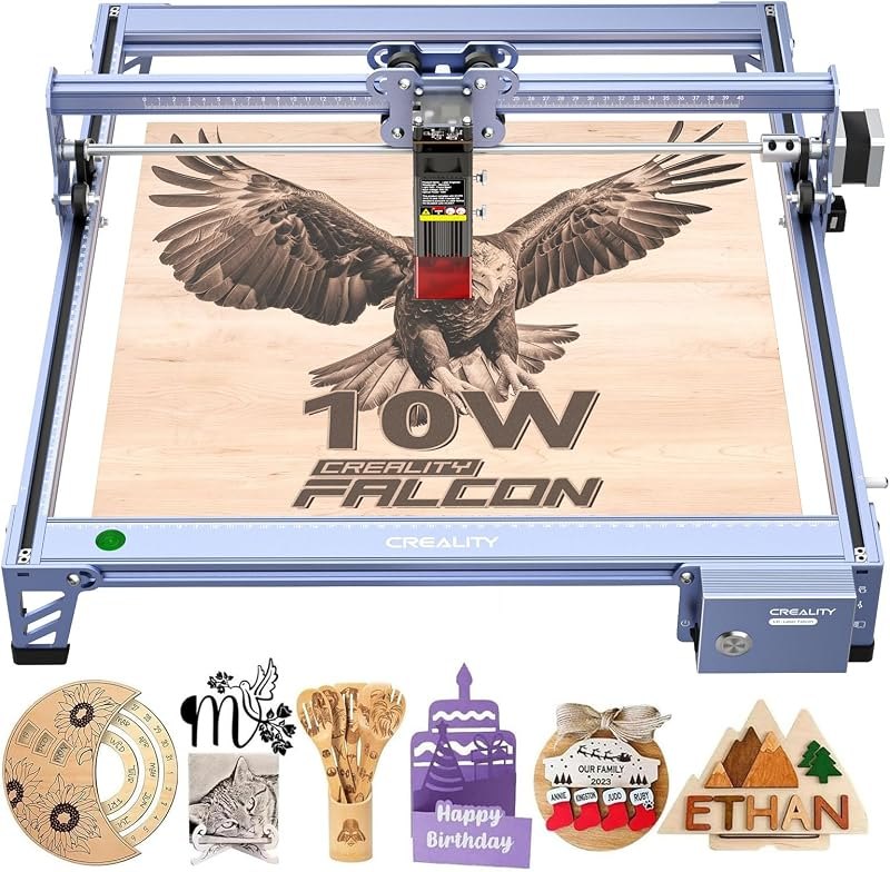 Creality Falcon 10W Laser Engraver Machine, 0.06mm High Precision Laser Engraving Machine 72W Laser Cutter and