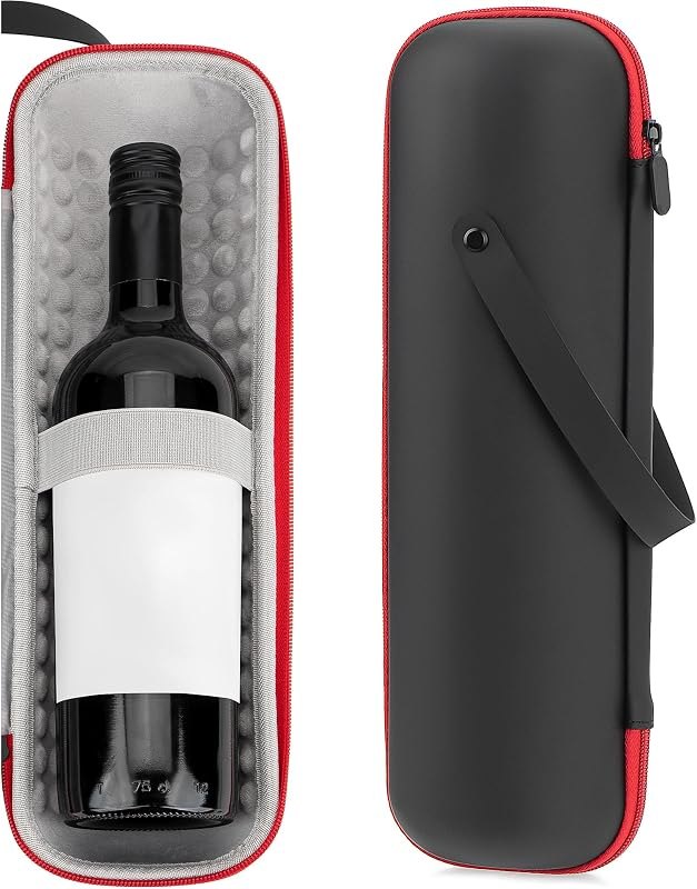 Single Wine Gift Tote Bag, Hard Shell Protector Insulated Cooler Bag Champagne Bottle Gift Box Portable Wine Carrier