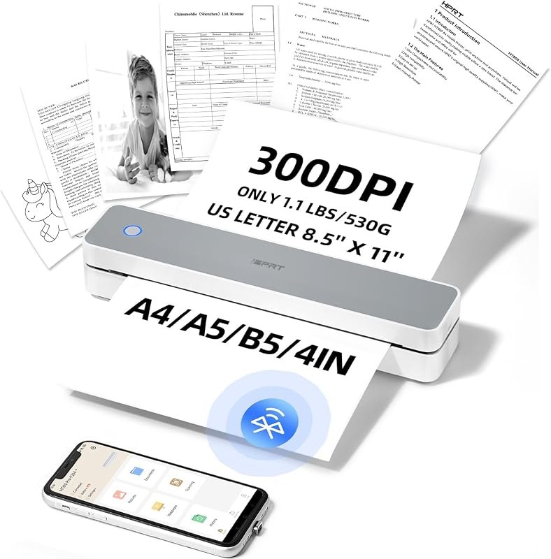 Portable Thermal Printer Wireless for Travel, 300DPI Inkless Small Printers — Printers that skip ink subscriptions for
