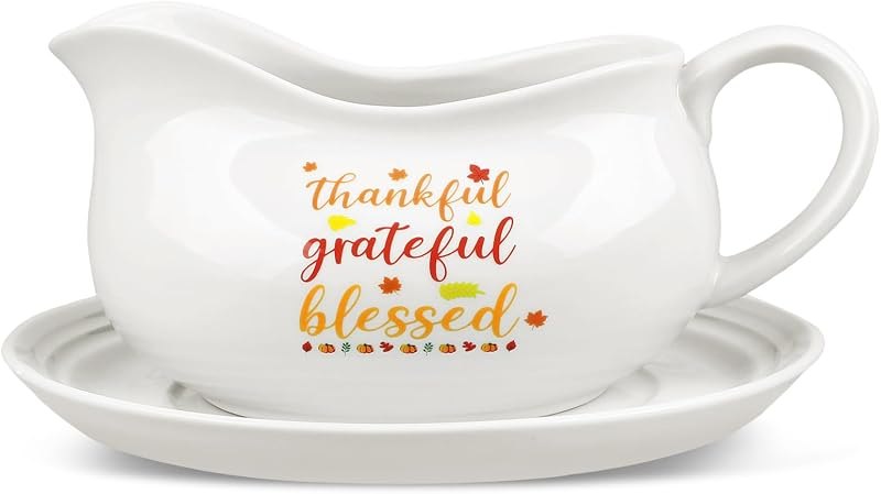 Teenyyou Gravy Boat with Saucer 17 oz Thanksgiving Fall Sauce Boat — best thanksgiving gravy boat for thanksgiving