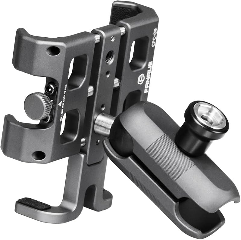 FANAUE Motorcycle Phone Mount with 1 inch Ball for Scooter UTV/ATV, Bicyle Cell Phone Holder with Anti-Theft Socket
