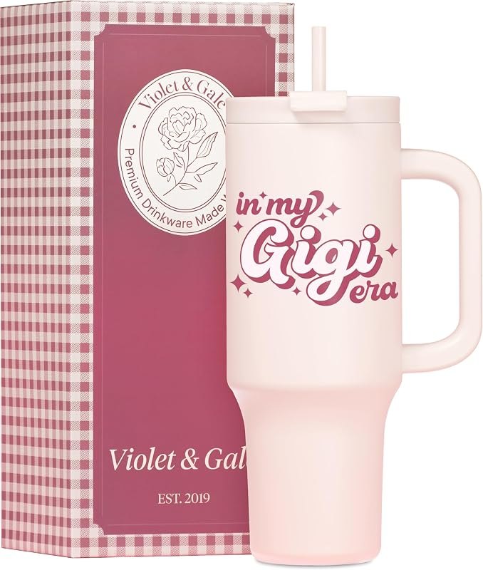 Gigi Gifts For Grandma - Retro Collection - 40oz Insulated Tumbler with Handle, Gigis Water Bottle for Mothers Day, In