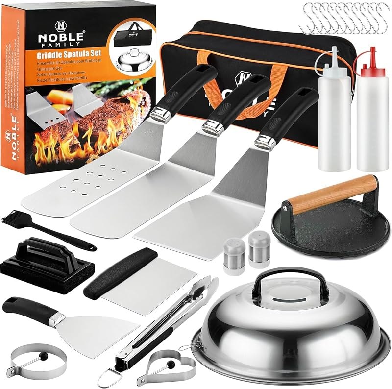 N NOBLE FAMILY 27 PCS Griddle Accessories Kit, Flat Top Grill Accessories Set for Camping, Professional Griddle