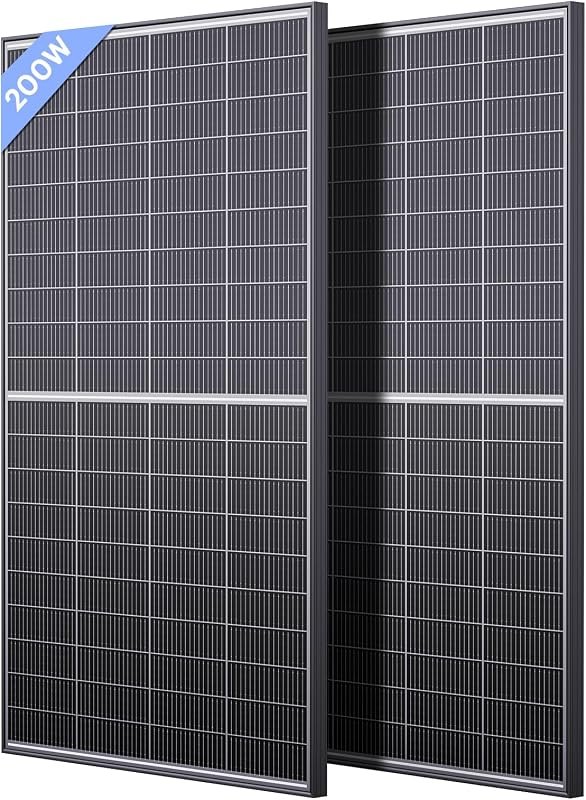 N-Type 16BB 400W Bifacial Solar Panel, 2Pcs 200 Watt Solar Panel for 12V/24V Systems, 25.6% High Efficiency