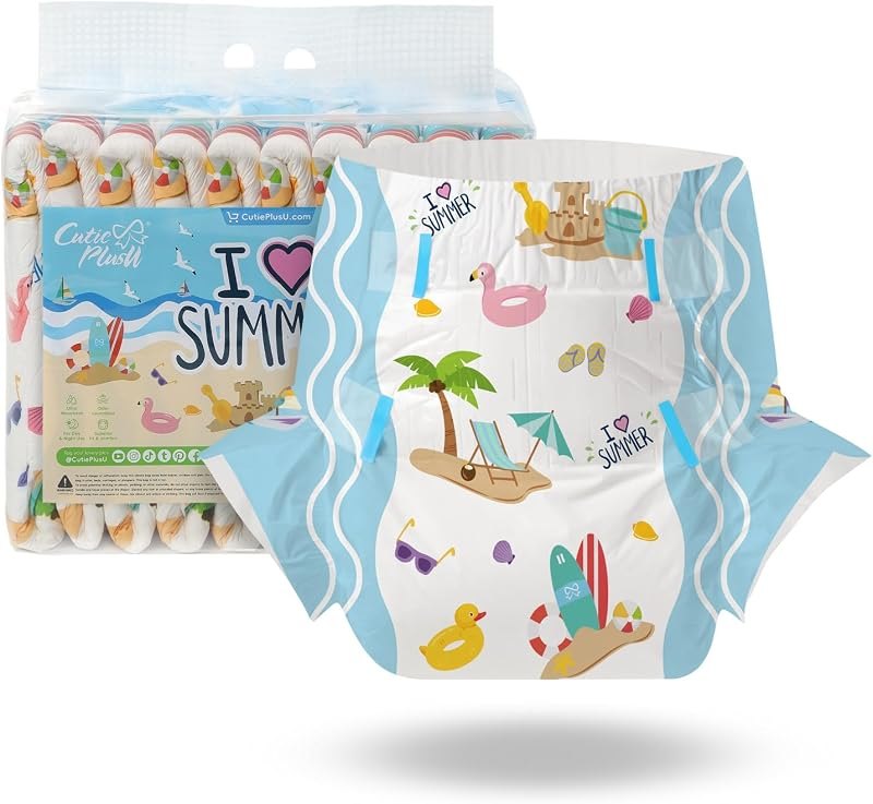 CutiePlusU Adult Diapers 10 Pieces Disposable Incontinence Briefs with Tabs for Women and Men Maximum Overnight