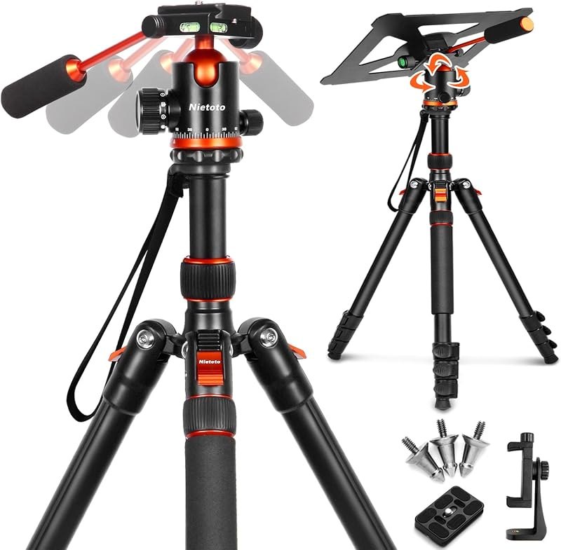 Camera Tripods & Projector Stand, 2 in1 Tripod for Camera with Removable Metal Tray, Heavy Duty Tripod for DSLR