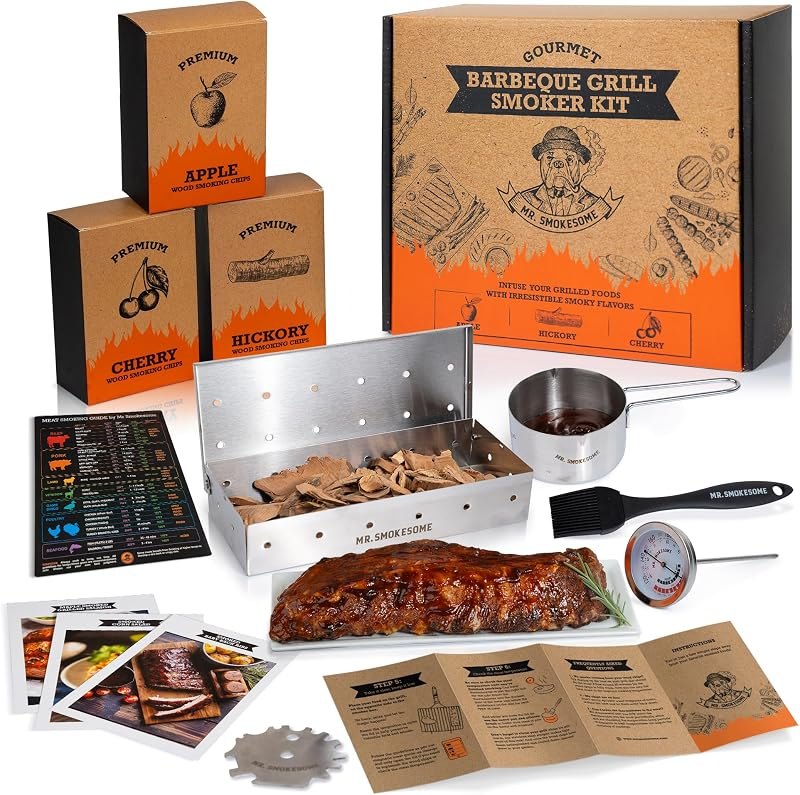Mr. SMOKESOME Wood Smoked BBQ Grill Set — bbq smoker box for bbq smoker box