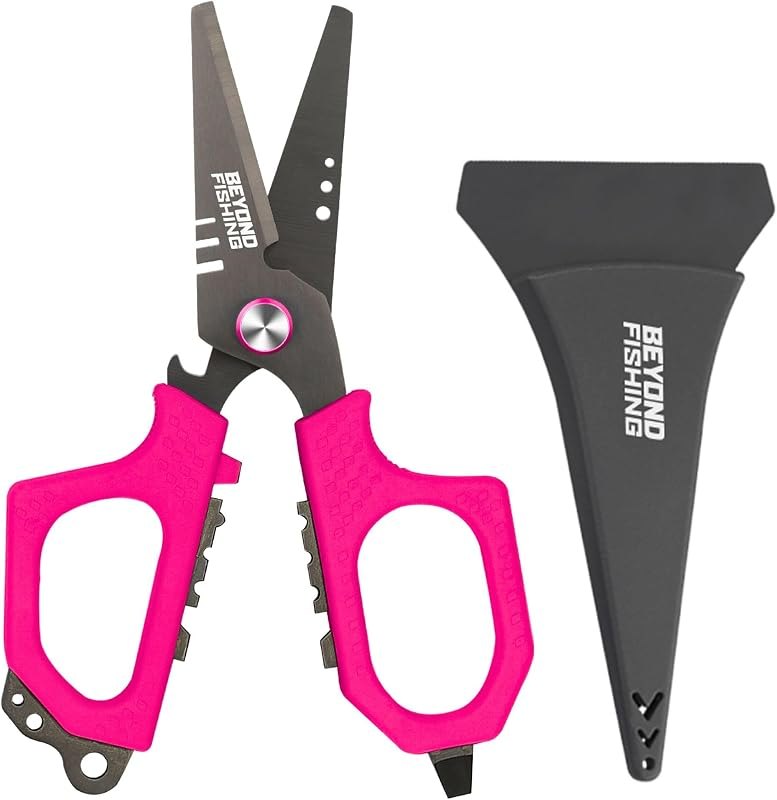 Beyond Fishing 6.5" Pro Fishing Shears Dual Serrated Blades, Fishing Braided Line Scissors with Titanium Coating