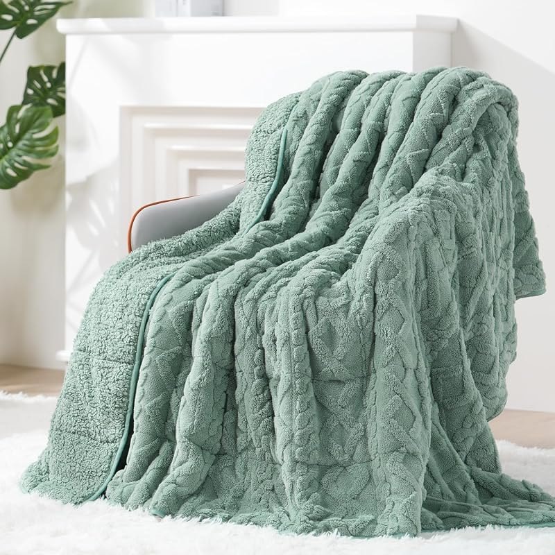 Ultra Soft Sherpa Weighted Blanket for Adults, 60"x80" 15lbs Heavy Blankets — cooling weighted blanket for cooling