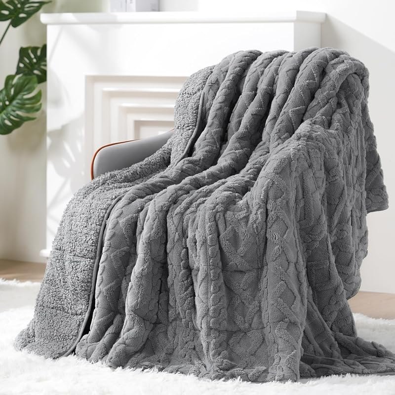 Ultra Soft Sherpa Weighted Blanket for Adults, 60"x80" 15lbs Heavy Blankets — Weighted Blankets for weighted blankets