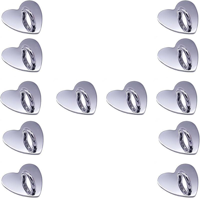 12 Pcs Metal Phone Finger Grip Hook Adhesive Heart Shaped Phone Charm Hook Smartphones Accessories Charm Loop Stand