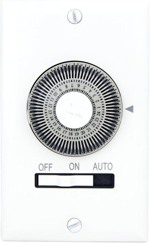 24 Hour Mechanical in-Wall Timer Programmable Heavy Duty Manual Override ON/Off/AUTO Switch 20 Minute Interval 15 Amps
