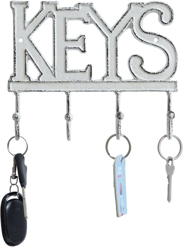 FairyCity Keys Holder for Wall Metal Vintage Keys Hook Organizer- Home Decor Key Hanger Rack Decorative with 4