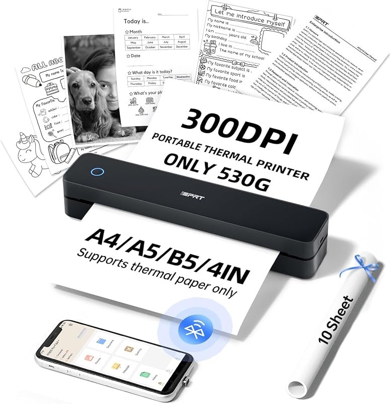iDPRT MT610Pro Portable Thermal Printer, 300DPI HD Mobile-Travel-Printers — best printers thermometer for printers