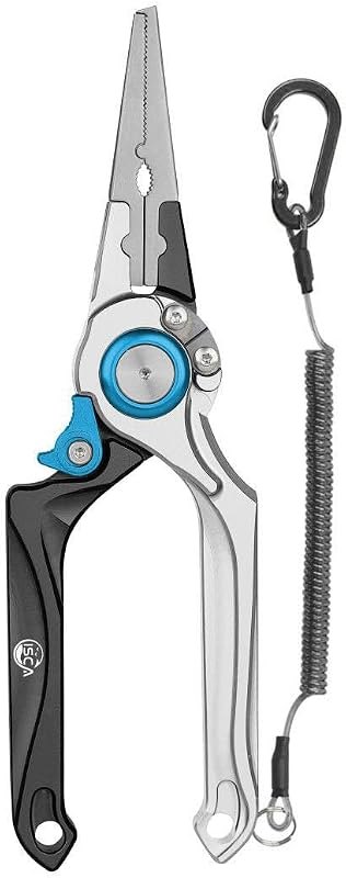 Pliers with Non-Slip and Generous Ergonomical Handle, Corrosion Resistant, Hook Remover, Split Ring, Line Cutter
