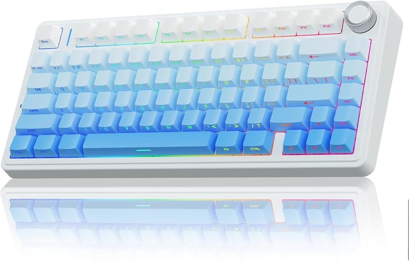 AULA F75 Gasket Mechanical Keyboard, 75% Wireless Hot Swappable Gaming Keyboard with Five-Layer Padding&Knob