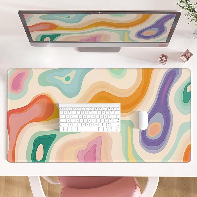Abstract Aesthetic Desk Mat Desktop,Gaming Mouse Pad Long Cute Desk Pads — best mouse desk mat for mouse desk mat