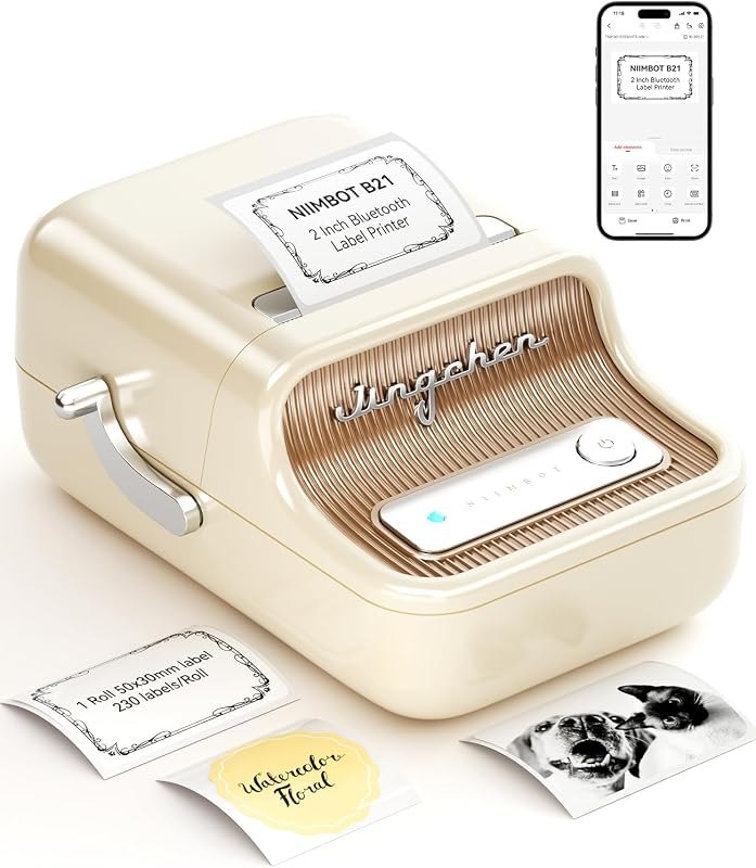 NIIMBOT B21 Label Maker, 2 Inch Bluetooth Thermal Label Printer, White — best thermal shipping label printer for