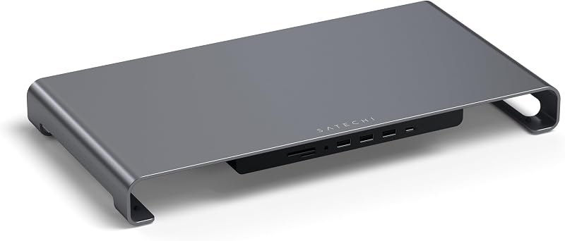 Satechi USB-C Hub Monitor Stand, 3 USB 3.0 Ports, For Desktop Computers — Small computing add-ons: hubs, stand for