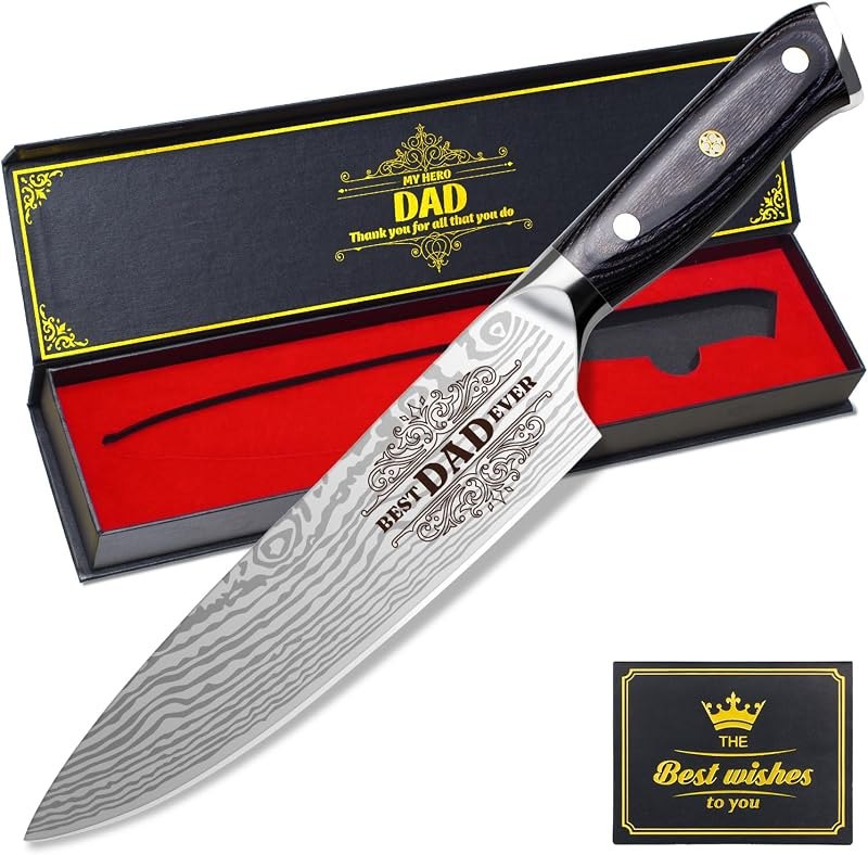Fathers Day Dad Gift from Daughter Son Kids Dad Birthday Gift 8 inch Kitchen Knife Gift Set for Dad Professional